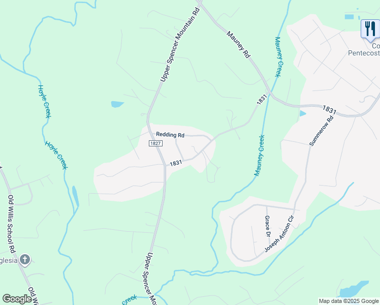 map of restaurants, bars, coffee shops, grocery stores, and more near 215 Louise Drive in Stanley