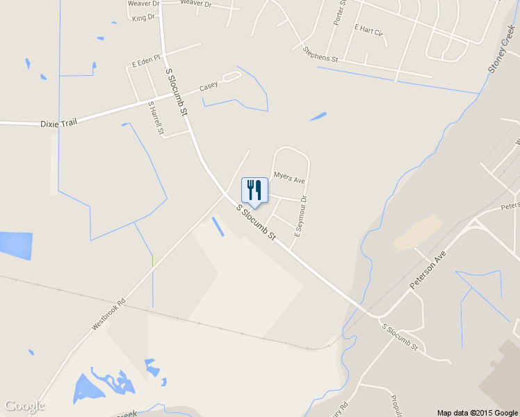 map of restaurants, bars, coffee shops, grocery stores, and more near 2000 South Slocumb Street in Goldsboro