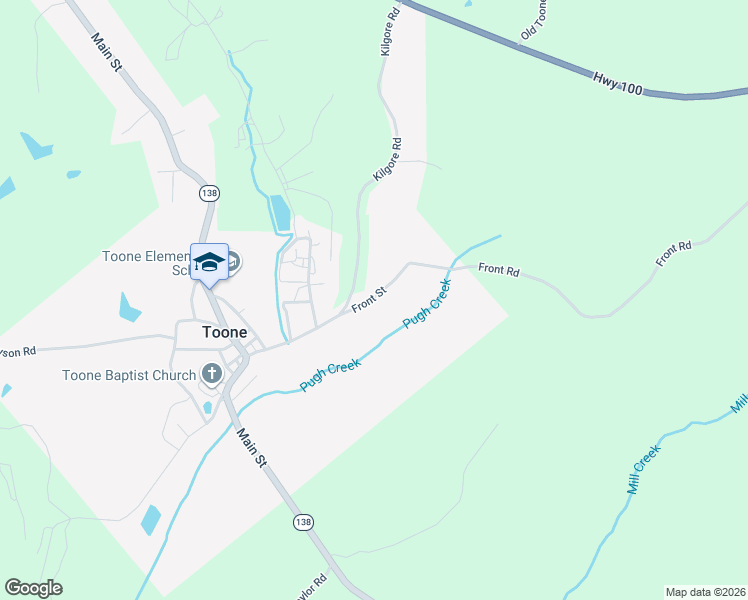 map of restaurants, bars, coffee shops, grocery stores, and more near 214 Front Street in Toone