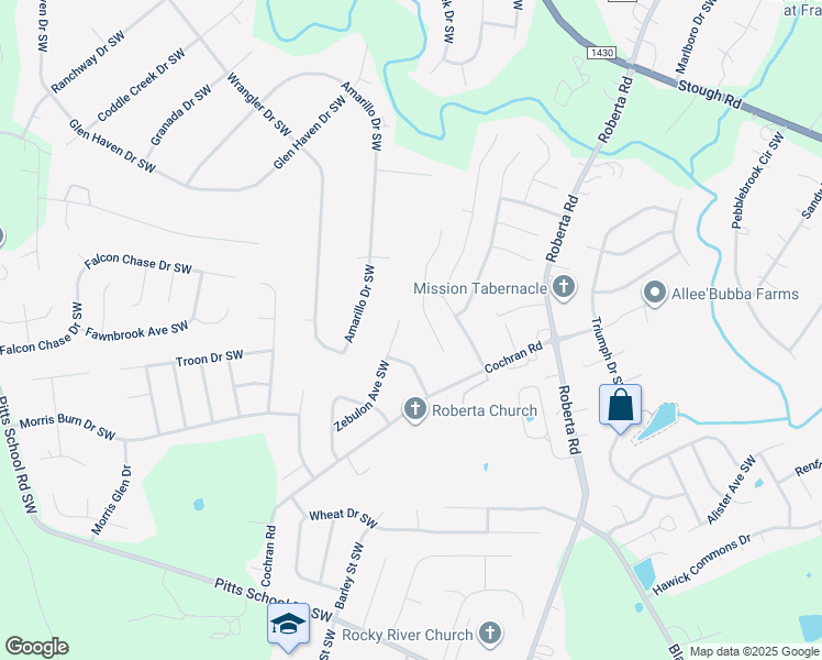 map of restaurants, bars, coffee shops, grocery stores, and more near 4072 Zebulon Avenue Southwest in Concord