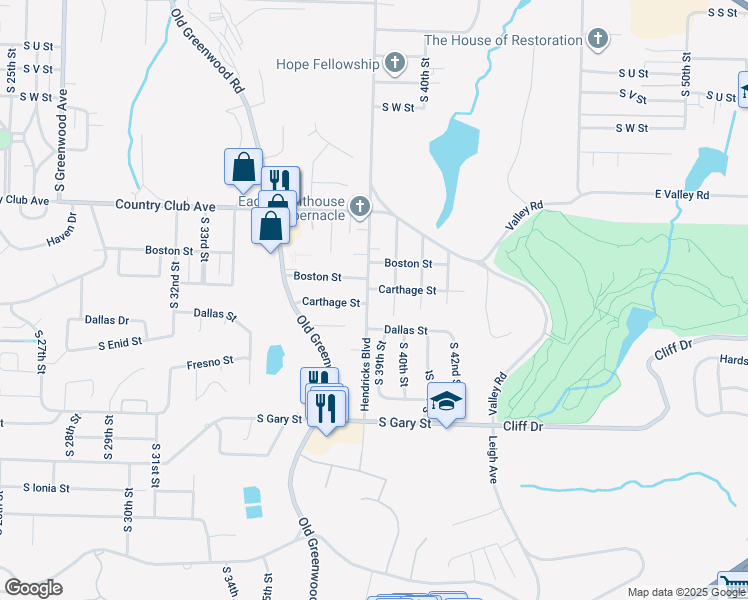 map of restaurants, bars, coffee shops, grocery stores, and more near 3111 Hendricks Boulevard in Fort Smith