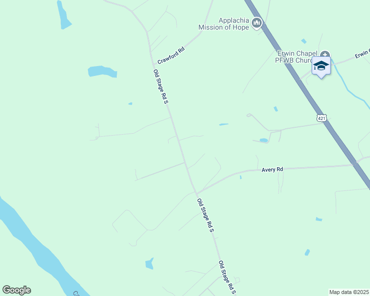 map of restaurants, bars, coffee shops, grocery stores, and more near 2885 Old Stage Road South in Erwin