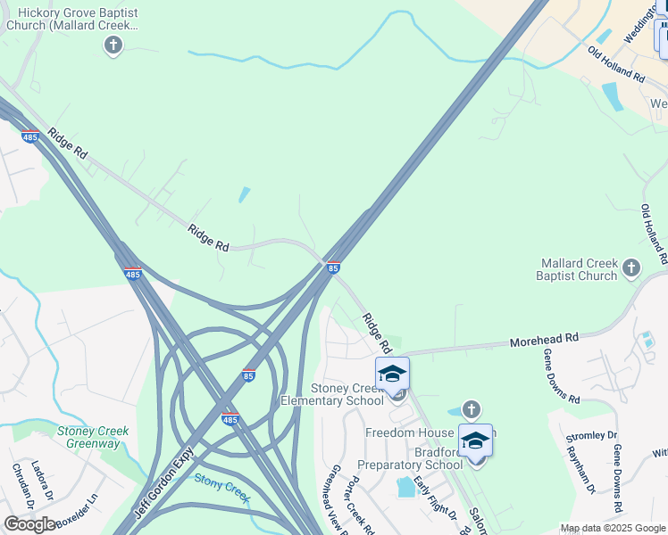 map of restaurants, bars, coffee shops, grocery stores, and more near Jeff Gordon Expressway in Charlotte