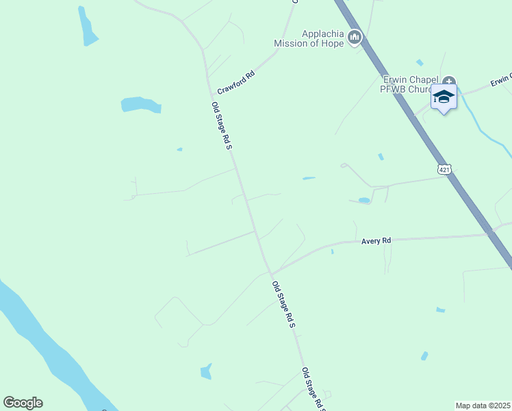 map of restaurants, bars, coffee shops, grocery stores, and more near 2885 Old Stage Road South in Erwin