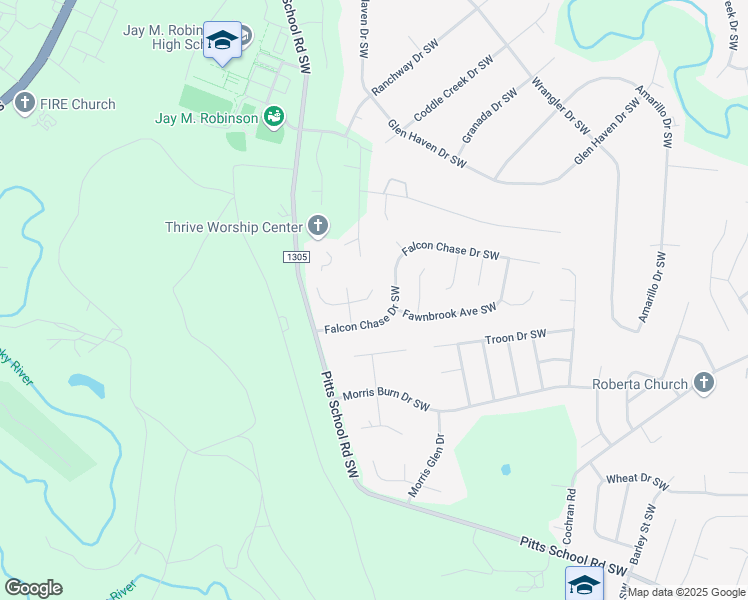 map of restaurants, bars, coffee shops, grocery stores, and more near 4568 Sunchase Court Southwest in Concord