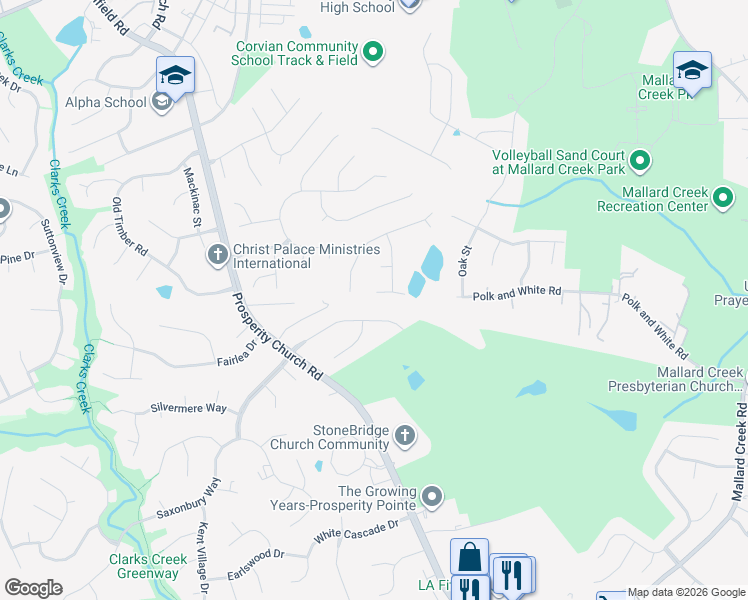 map of restaurants, bars, coffee shops, grocery stores, and more near 10409 Katelyn Drive in Charlotte