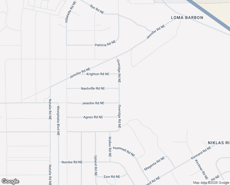 map of restaurants, bars, coffee shops, grocery stores, and more near Jennifer Road Northeast in Rio Rancho
