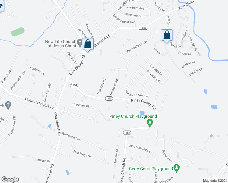 map of restaurants, bars, coffee shops, grocery stores, and more near 1179 Thanet Street Southwest in Concord