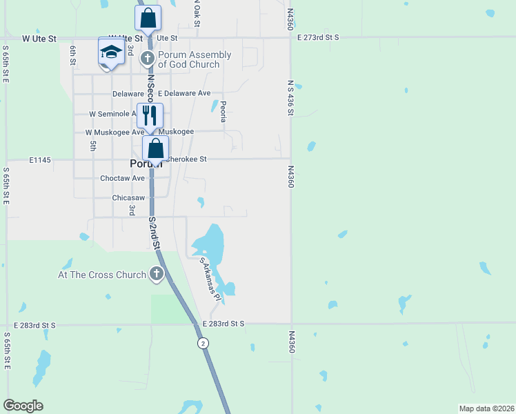 map of restaurants, bars, coffee shops, grocery stores, and more near 409 Seneca Avenue in Porum