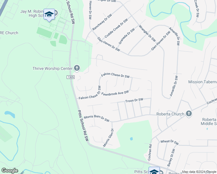 map of restaurants, bars, coffee shops, grocery stores, and more near 4317 Windjammer Court Southwest in Concord