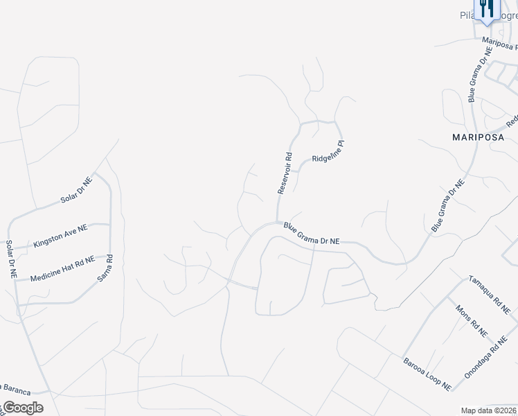 map of restaurants, bars, coffee shops, grocery stores, and more near 1716 Highland Meadows Place in Rio Rancho