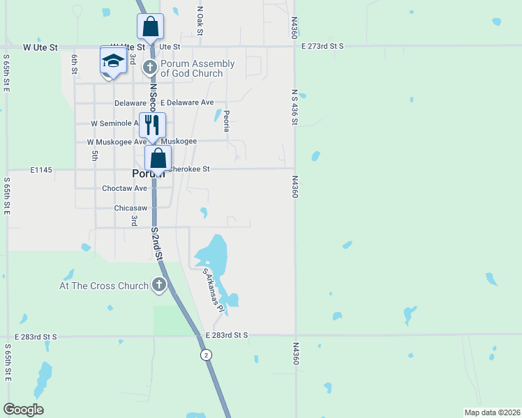 map of restaurants, bars, coffee shops, grocery stores, and more near 409 Seneca Avenue in Porum