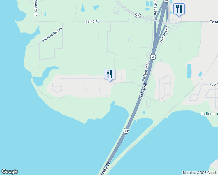 map of restaurants, bars, coffee shops, grocery stores, and more near 417565 Bridgeport Road in Eufaula