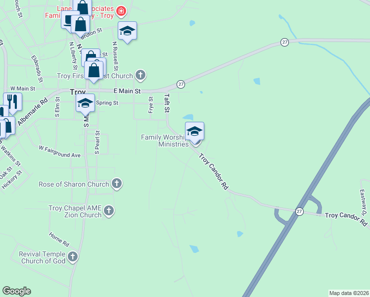 map of restaurants, bars, coffee shops, grocery stores, and more near 312 Taft Street in Troy