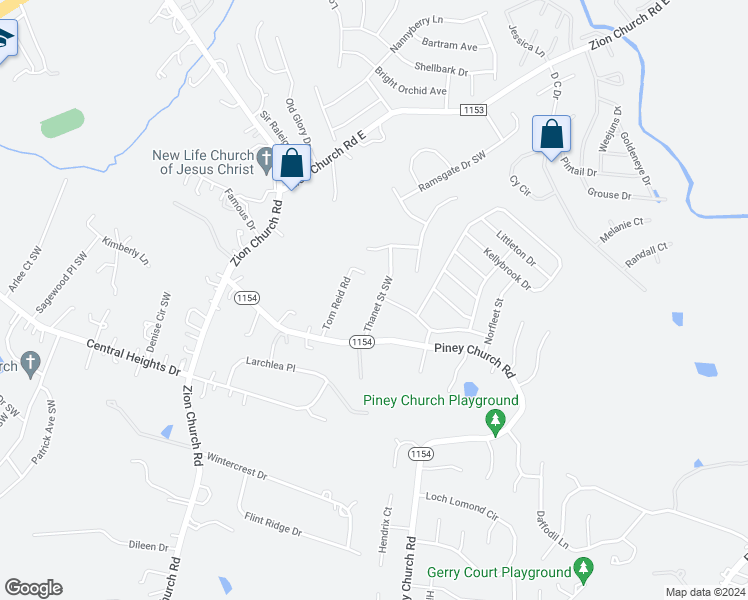 map of restaurants, bars, coffee shops, grocery stores, and more near 1166 Thanet Street Southwest in Concord