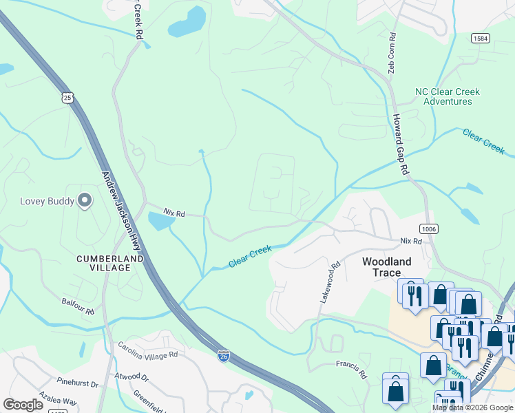 map of restaurants, bars, coffee shops, grocery stores, and more near 411 West Sunshine Lane in Hendersonville