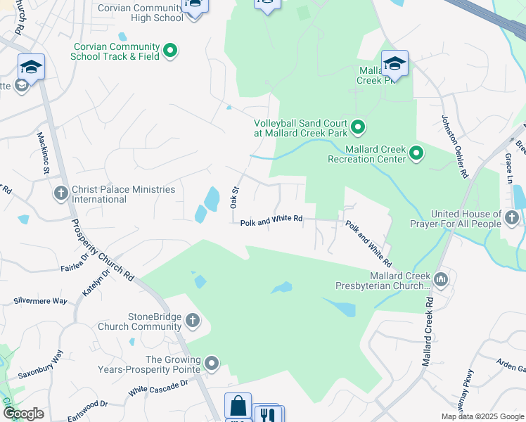 map of restaurants, bars, coffee shops, grocery stores, and more near 11608 Ruth Polk Court in Charlotte
