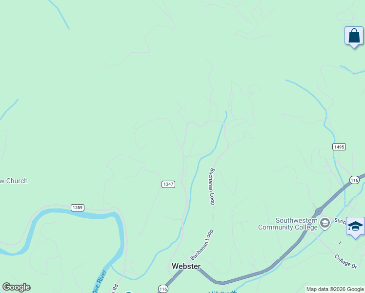 map of restaurants, bars, coffee shops, grocery stores, and more near 20 Briarwood Road in Sylva