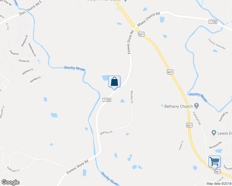 map of restaurants, bars, coffee shops, grocery stores, and more near 4483 Flowes Store Road in Concord
