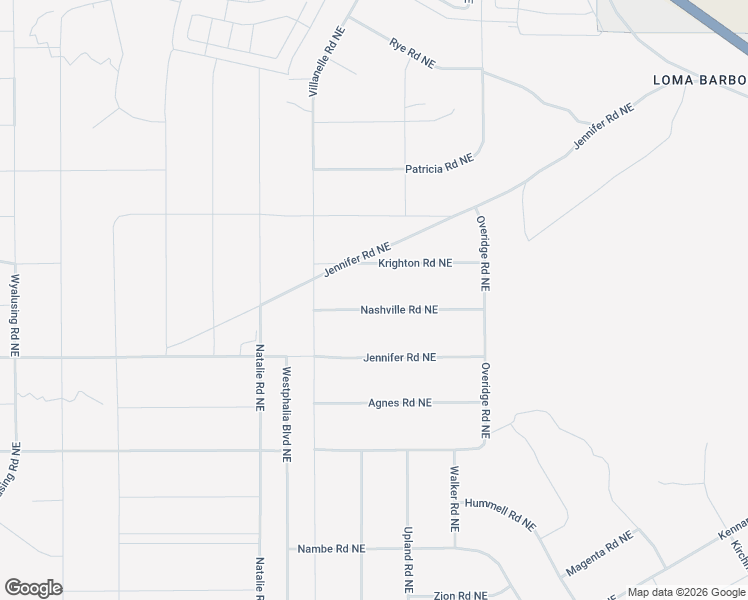 map of restaurants, bars, coffee shops, grocery stores, and more near Nashville Road Northeast in Rio Rancho