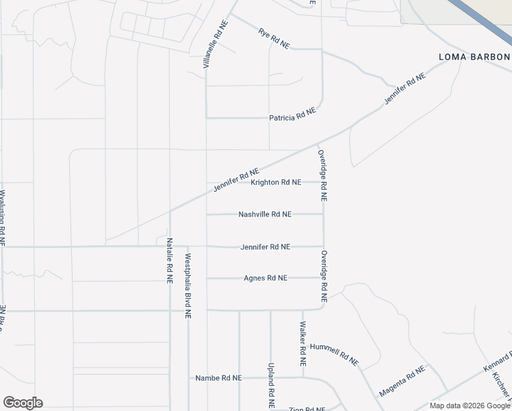 map of restaurants, bars, coffee shops, grocery stores, and more near Nashville Road Northeast in Rio Rancho