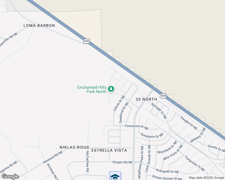 map of restaurants, bars, coffee shops, grocery stores, and more near 5837 Union Drive Northeast in Rio Rancho