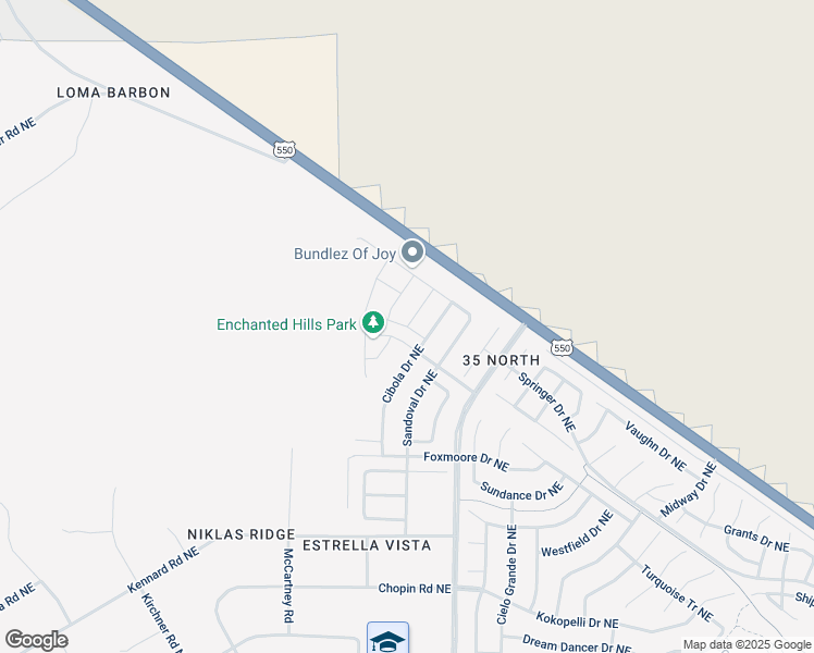 map of restaurants, bars, coffee shops, grocery stores, and more near 5714 Quay Drive Northeast in Rio Rancho