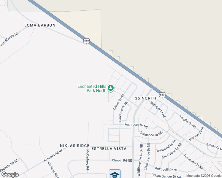 map of restaurants, bars, coffee shops, grocery stores, and more near 5837 Union Drive Northeast in Rio Rancho