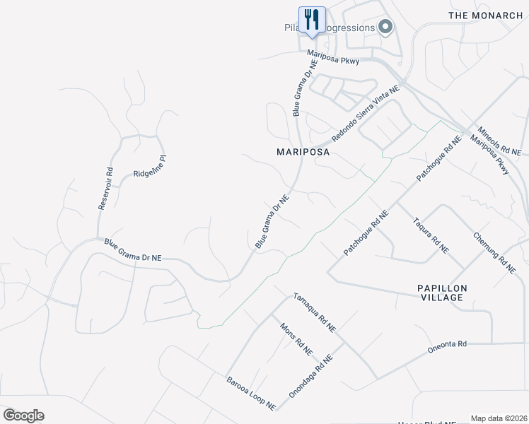 map of restaurants, bars, coffee shops, grocery stores, and more near 2313 Desert Marigold Road in Rio Rancho
