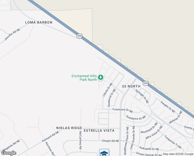 map of restaurants, bars, coffee shops, grocery stores, and more near 5837 Union Drive Northeast in Rio Rancho