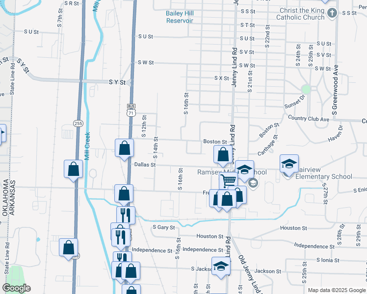 map of restaurants, bars, coffee shops, grocery stores, and more near 3008 South 17th Street in Fort Smith