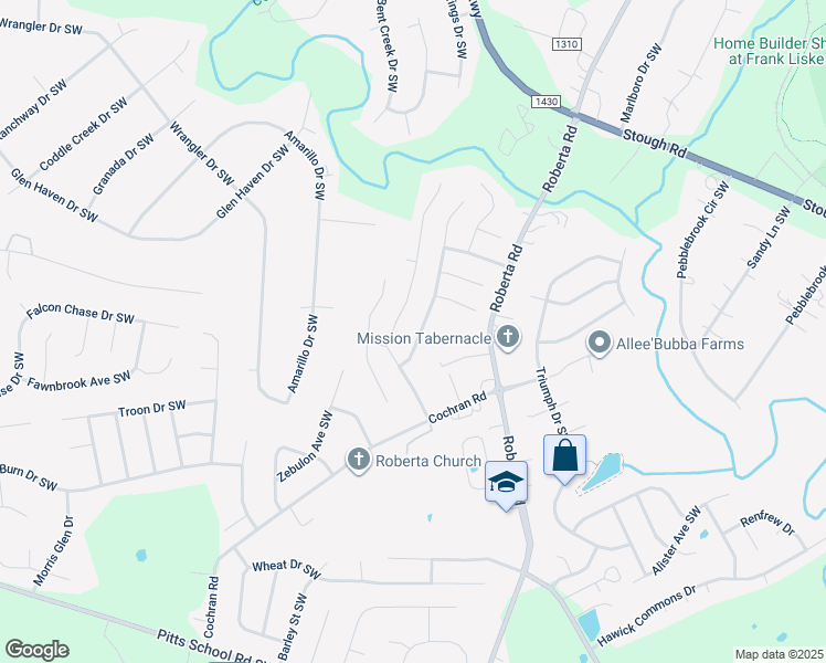 map of restaurants, bars, coffee shops, grocery stores, and more near 3682 Stonefield Street Southwest in Concord