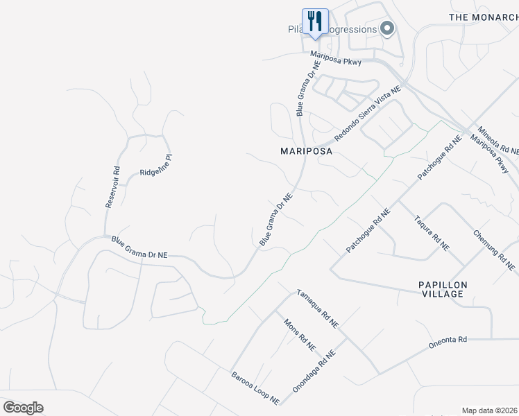 map of restaurants, bars, coffee shops, grocery stores, and more near 2305 Desert Marigold Road in Rio Rancho