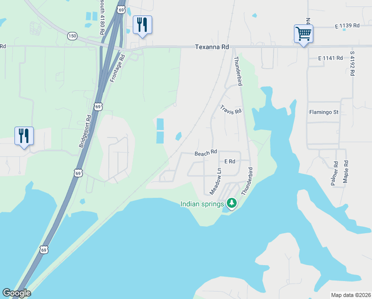 map of restaurants, bars, coffee shops, grocery stores, and more near 418421 Woodside Drive in Eufaula