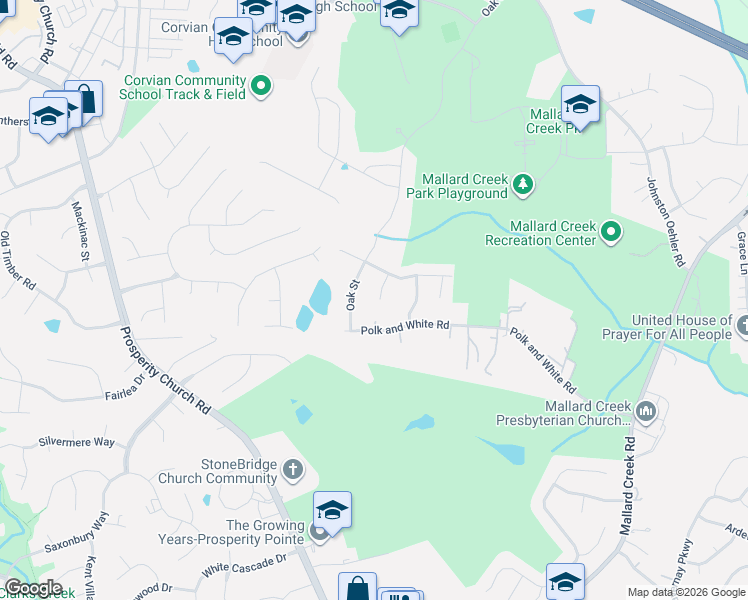 map of restaurants, bars, coffee shops, grocery stores, and more near 11607 Ruth Polk Court in Charlotte