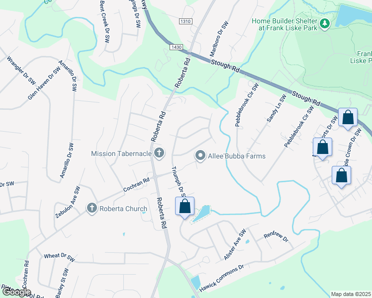 map of restaurants, bars, coffee shops, grocery stores, and more near 3580 Valiant Avenue Southwest in Concord