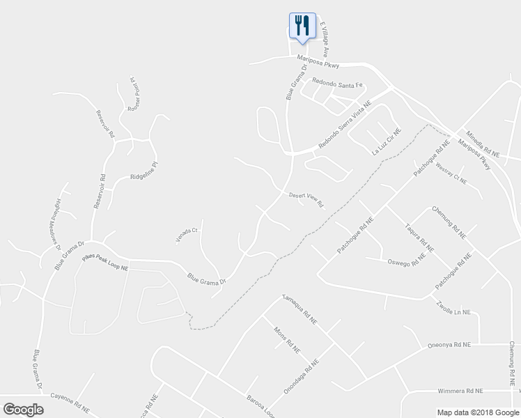 map of restaurants, bars, coffee shops, grocery stores, and more near 2305 Desert Marigold Road in Rio Rancho