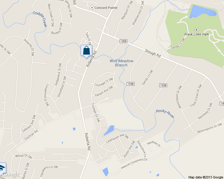 map of restaurants, bars, coffee shops, grocery stores, and more near 3555 Valiant Avenue Southwest in Concord
