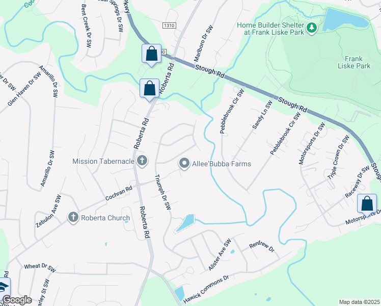map of restaurants, bars, coffee shops, grocery stores, and more near 3555 Valiant Avenue Southwest in Concord