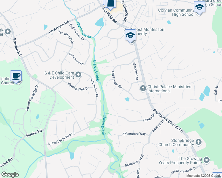 map of restaurants, bars, coffee shops, grocery stores, and more near 12117 Saddle Pace Lane in Charlotte