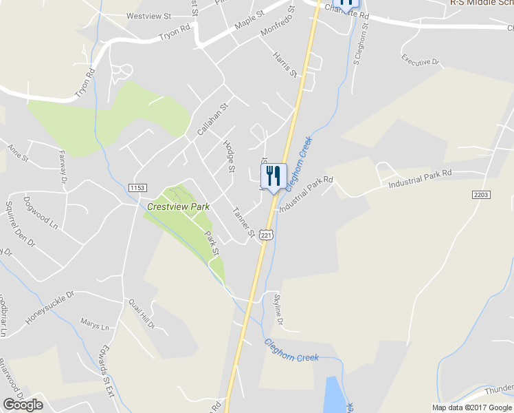 map of restaurants, bars, coffee shops, grocery stores, and more near 158 South Street in Rutherfordton