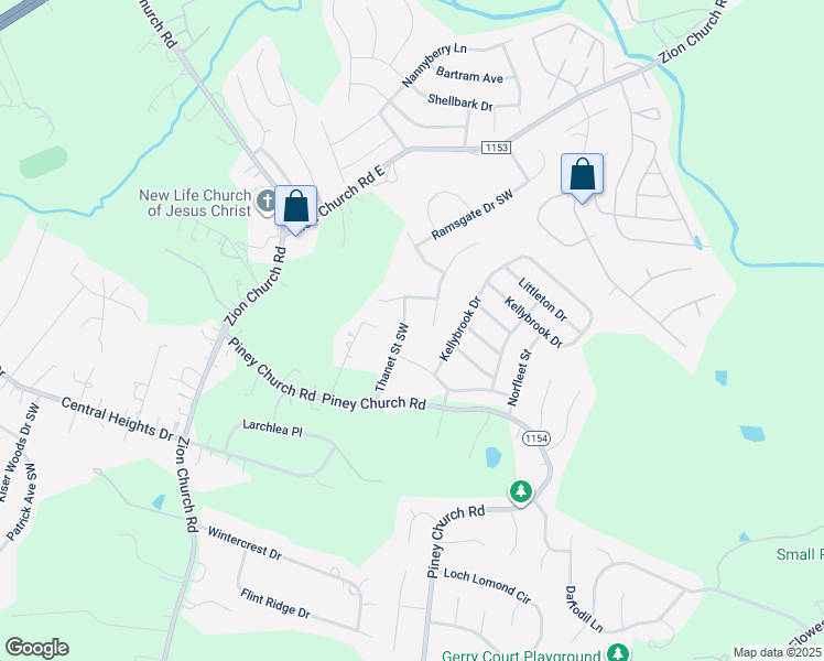 map of restaurants, bars, coffee shops, grocery stores, and more near 1141 Thanet Street Southwest in Concord