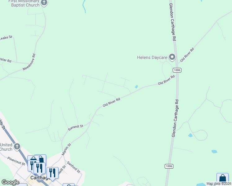 map of restaurants, bars, coffee shops, grocery stores, and more near 110 Maple Street in Carthage