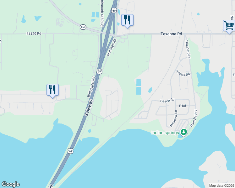 map of restaurants, bars, coffee shops, grocery stores, and more near 148 Lakeview Drive in Eufaula