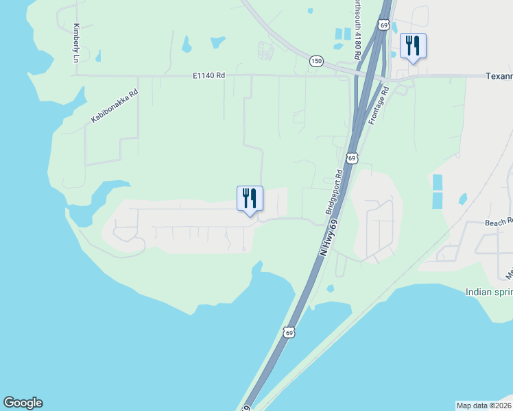 map of restaurants, bars, coffee shops, grocery stores, and more near 417565 Bridgeport Road in Eufaula