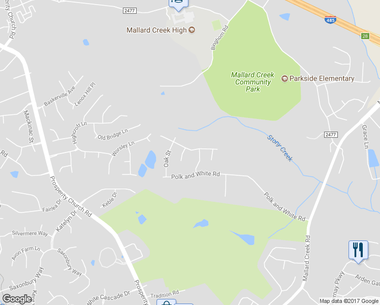 map of restaurants, bars, coffee shops, grocery stores, and more near 3119 Ernest Russell Court in Charlotte