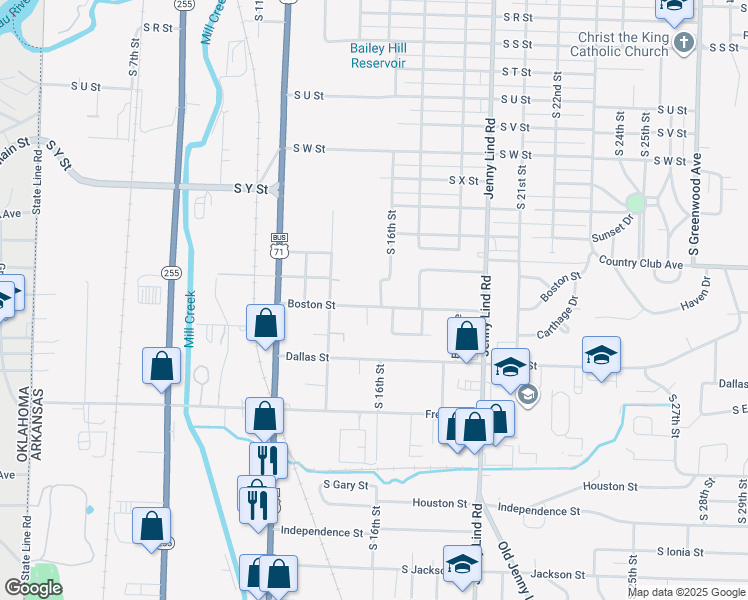 map of restaurants, bars, coffee shops, grocery stores, and more near 3008 South 17th Street in Fort Smith