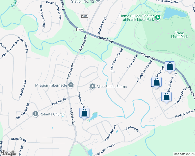 map of restaurants, bars, coffee shops, grocery stores, and more near 3547 Valiant Avenue Southwest in Concord