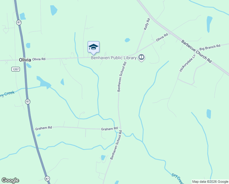 map of restaurants, bars, coffee shops, grocery stores, and more near 250 Benhaven School Road in Sanford