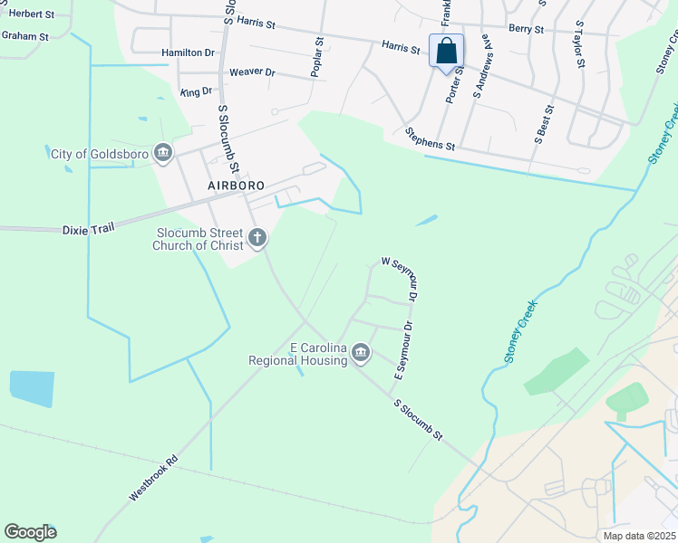 map of restaurants, bars, coffee shops, grocery stores, and more near 1900 Day Circle in Goldsboro